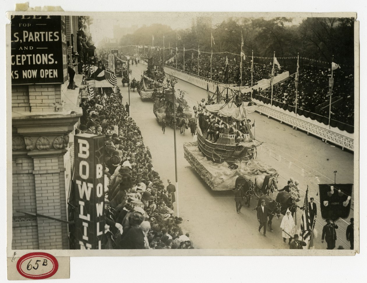 Historical Parade, Central Park West Half Moon Float No 12 by Jessie Tarbox Beals