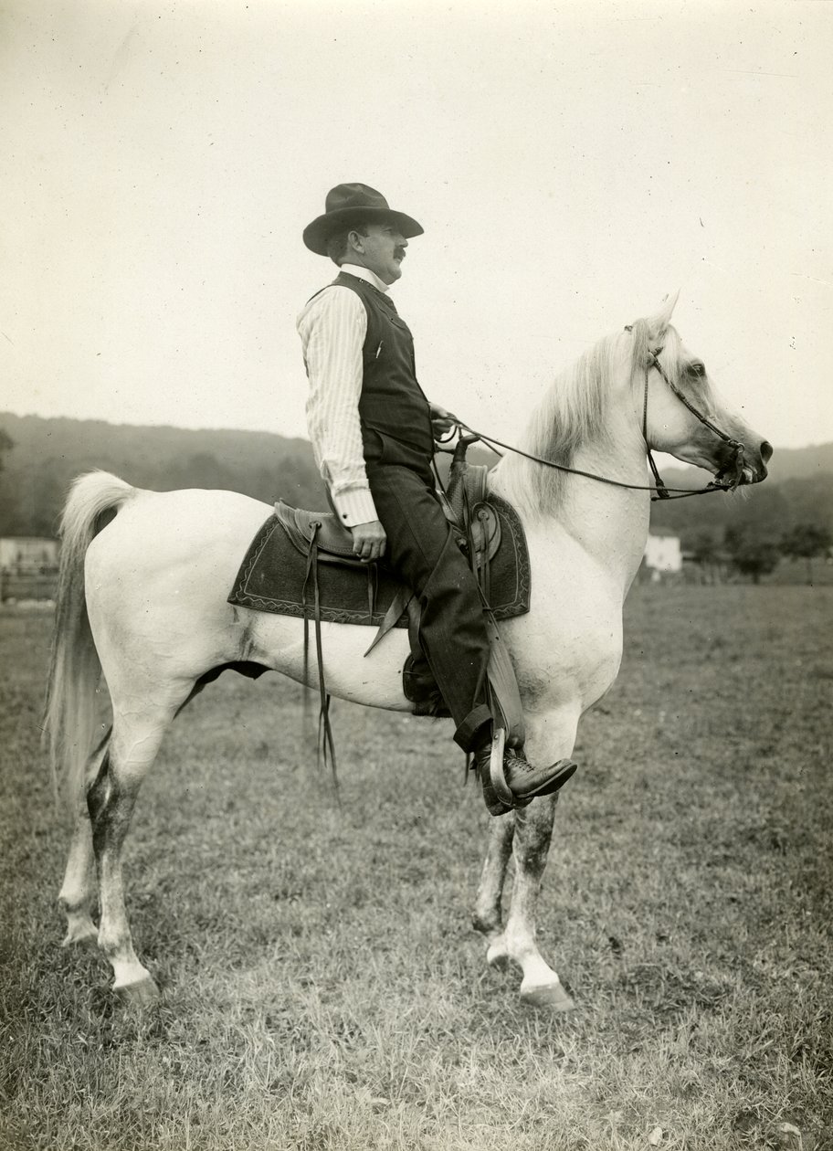 Homer Davenport cartoonist on his Arabian horse, c.1905-12 by Jessie Tarbox Beals