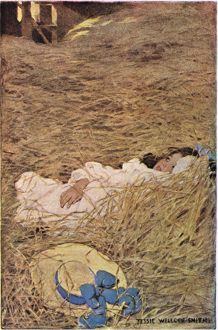 A girl in a hayloft, from 