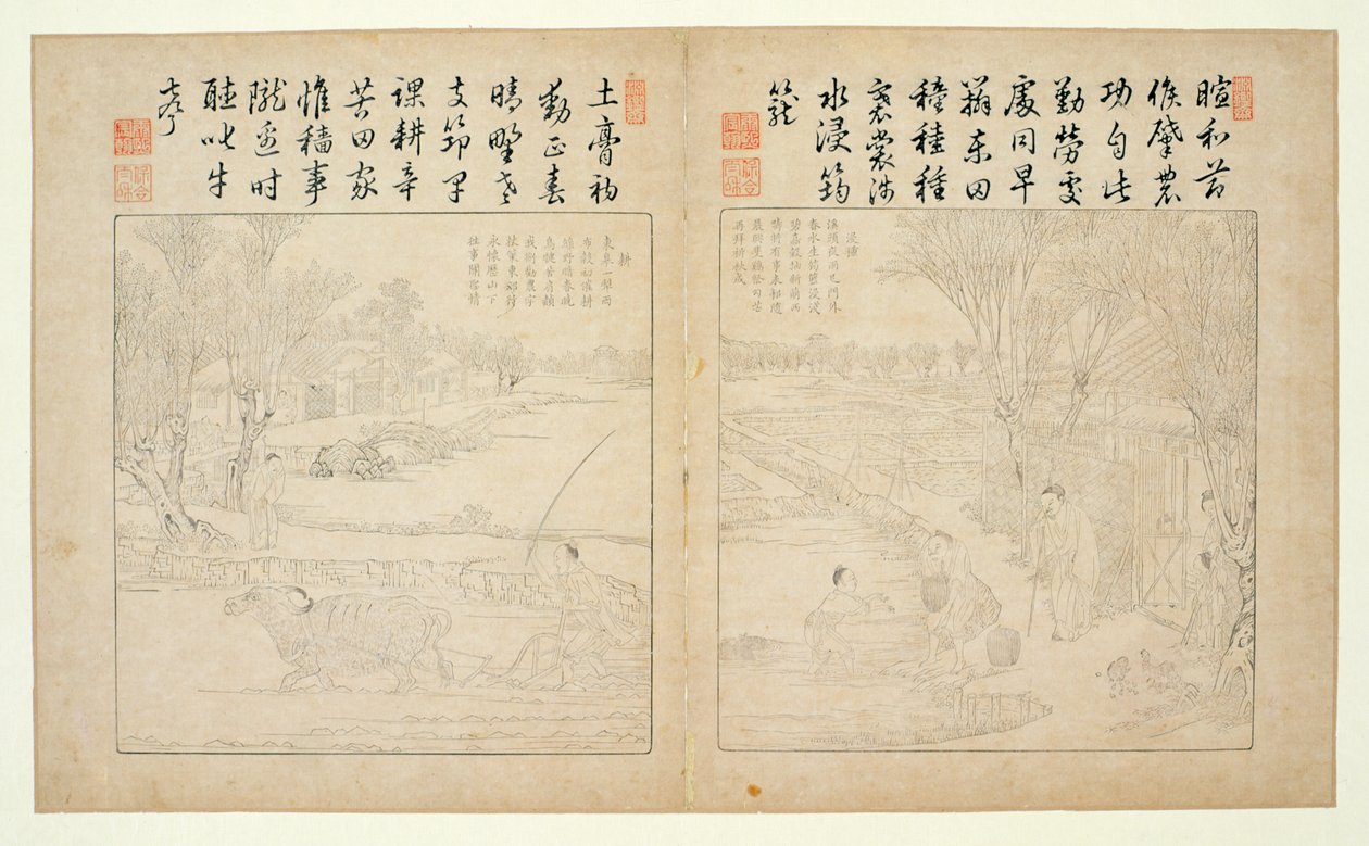 Tilling and Weaving Illustrated, 1696 by Jiao Bingzhen