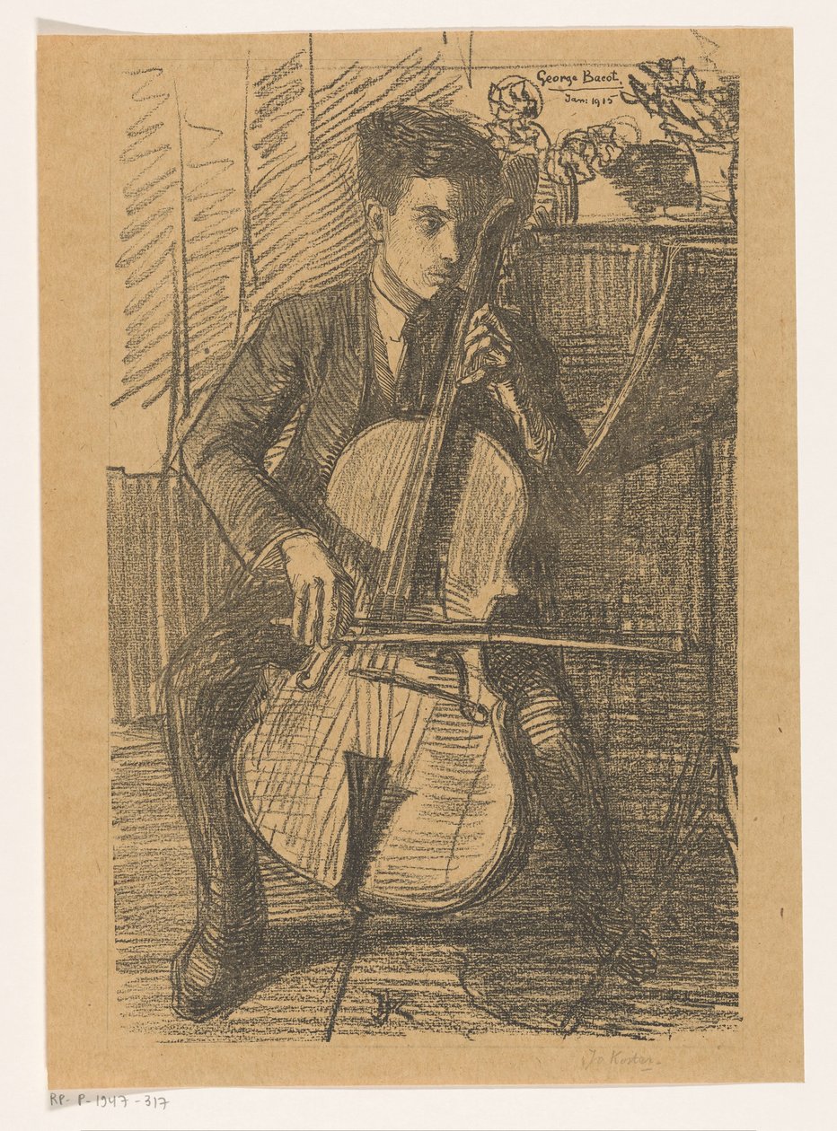 George Bacot Playing a Cello by Jo Koster (signed by artist)