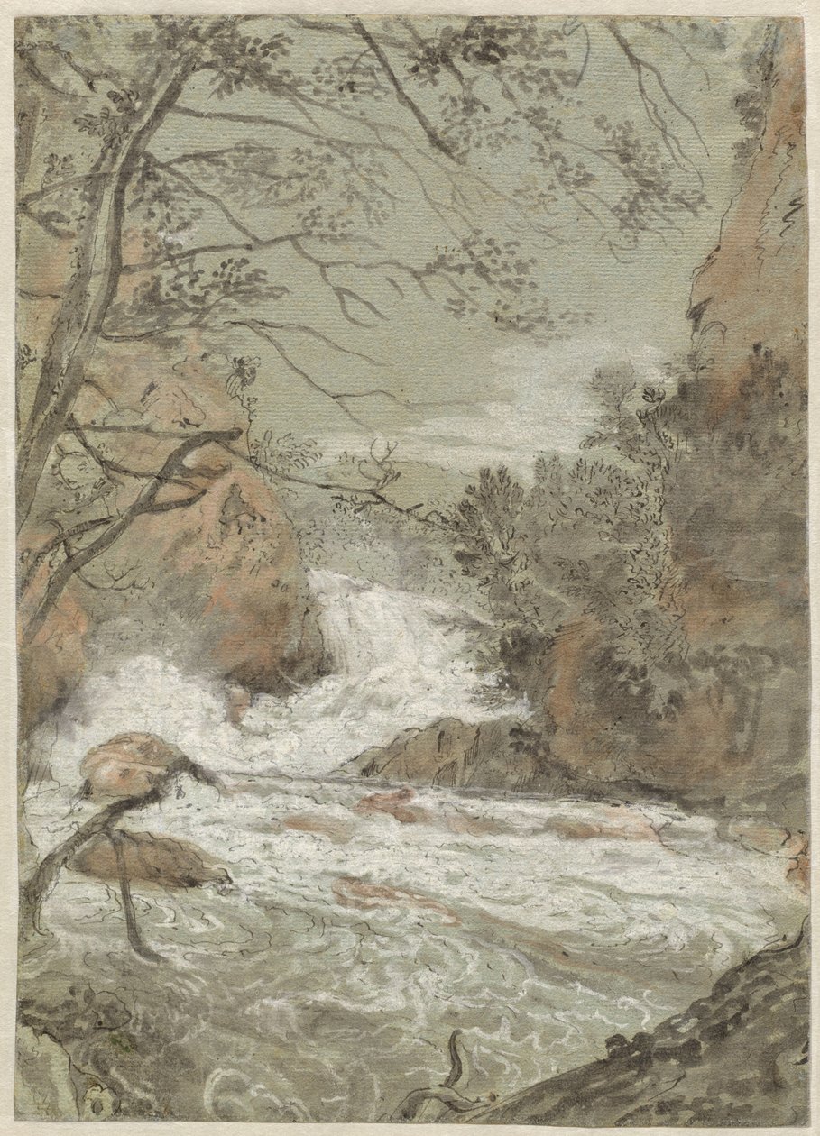 River Landscape with a Waterfall by Joachim Franz Beich