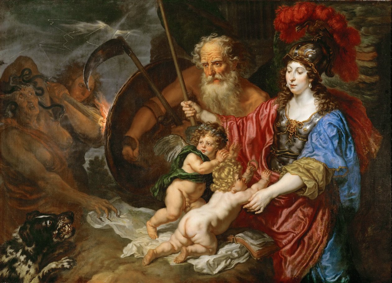 Minerva and Saturn protecting Art and Science from Envy and Falsehood by Joachim von Sandrart