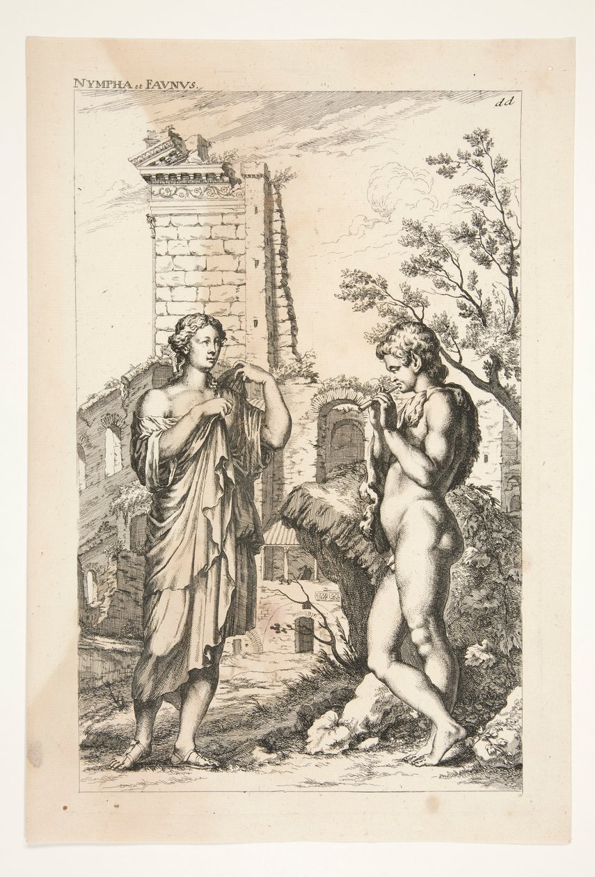 Diane de Gabies and a Faun, from Sculpturae Veteris Admirata by Joachim von Sandrart