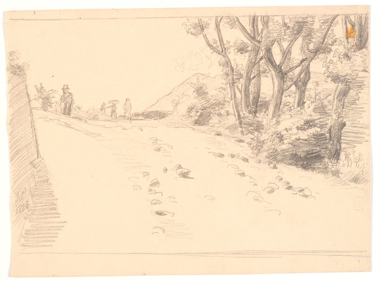 Italian Landscape with a Road, Trees on the Right by Joakim Frederik Skovgaard