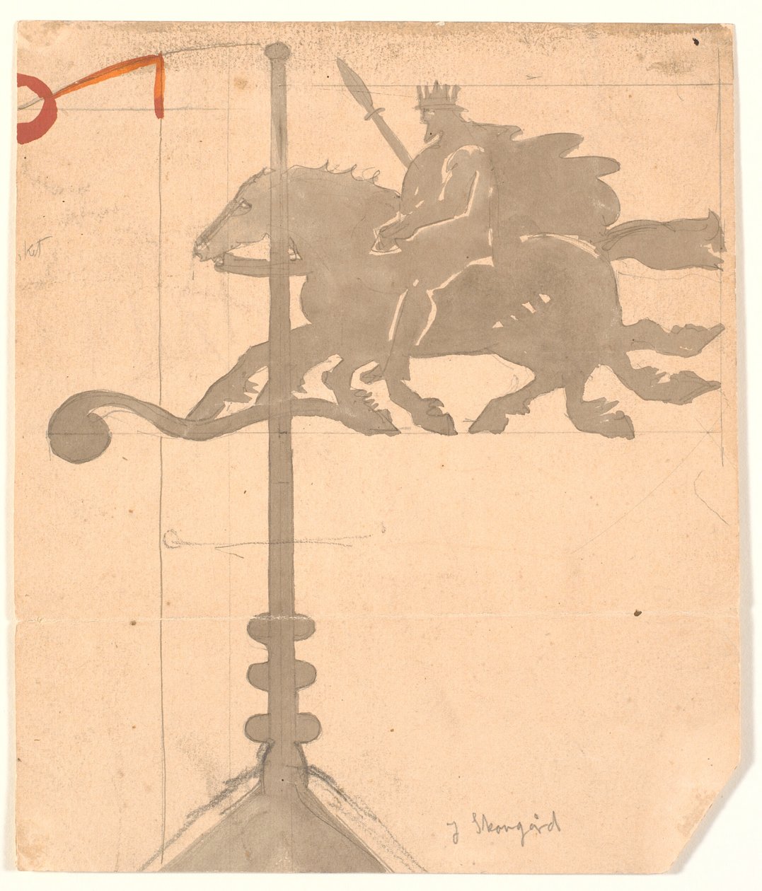 Odin on Sleipnir. Weather Vane at Vallekilde Folk High School by Joakim Frederik Skovgaard