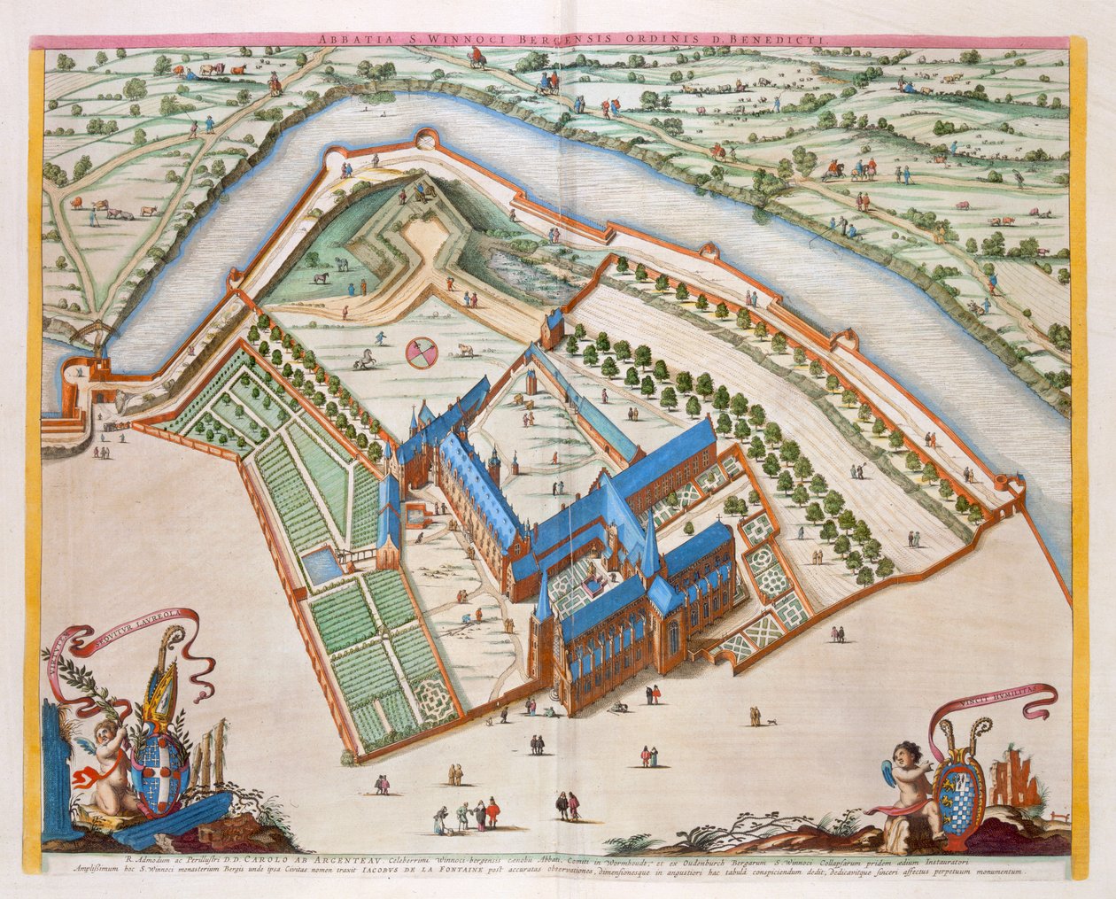 The Benedictine Abbey of St Winnock, Bergen, Netherlands, 1649 by Joan Blaeu