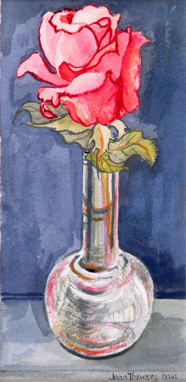 Pink Rose in a Bud Vase by Joan Thewsey