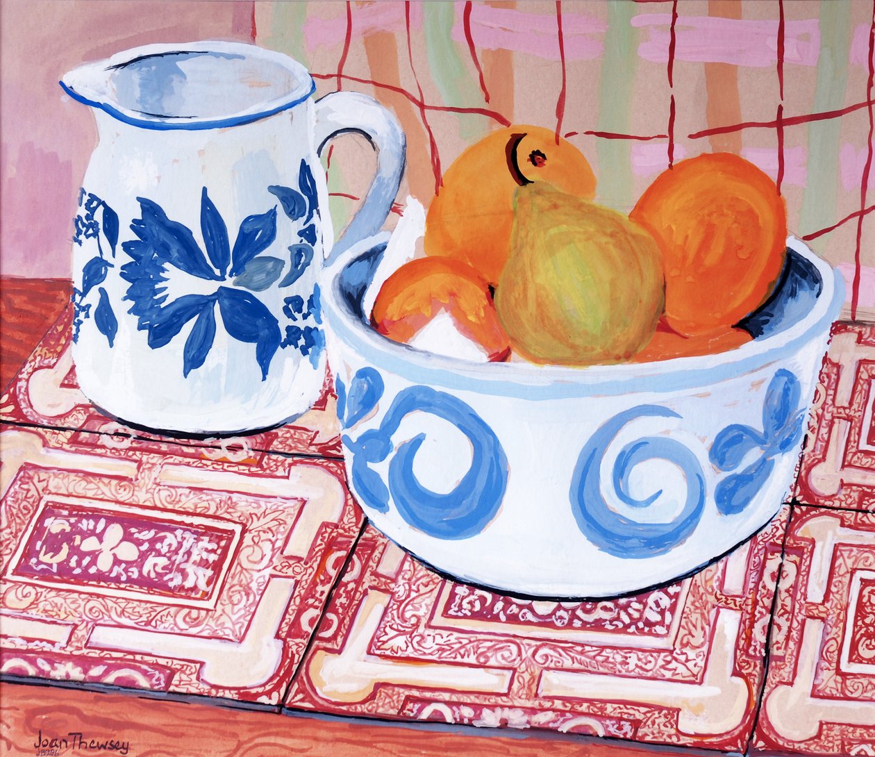 Still-Life; Blue and White Bowl and Jug by Joan Thewsey