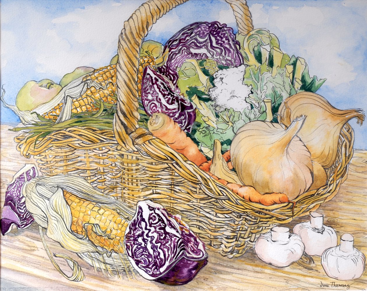 Vegetables in a Basket, 2012 by Joan Thewsey