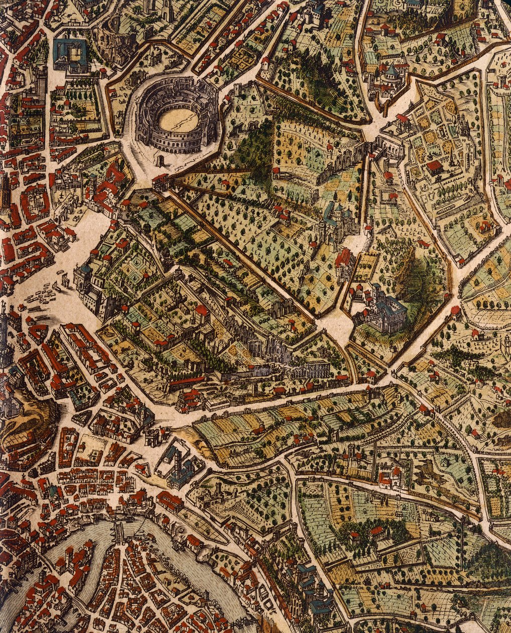 Map of Rome, by Joan Blaeu (1596-1673), print from Theatrum Civitatum et Admirandorum Italiae, ad Aevi Veteris et Praesentis Temporis Faciem Expressum, Italy by Joan Blaeu