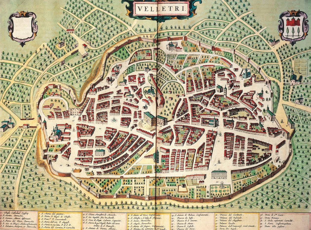 Map of Velletri from Theatrum civitatum et admirandorum Italiae by Joan Blaeu