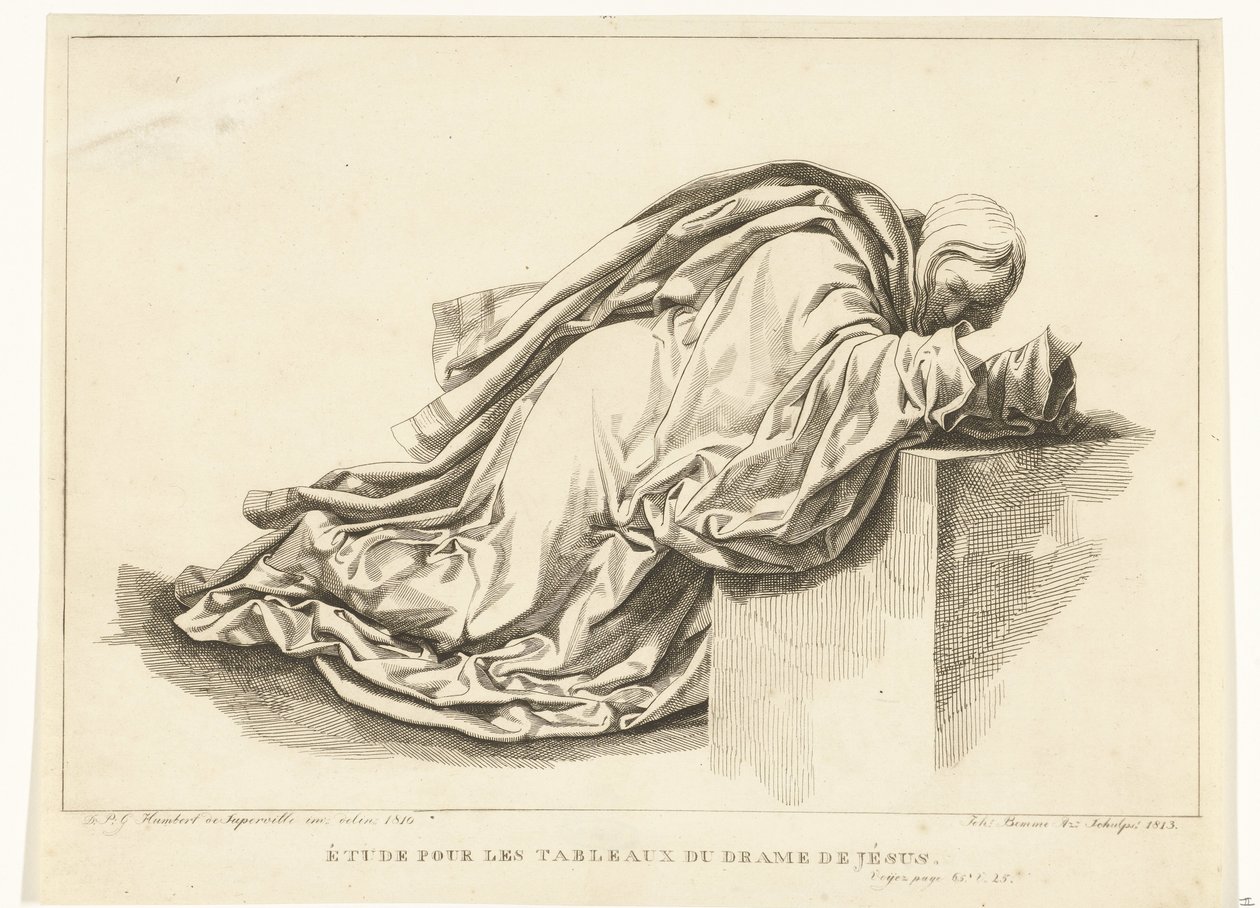Kneeling Figure Étude pour les tableaux du drame de Jésus (title on object) by Joannes Bemme