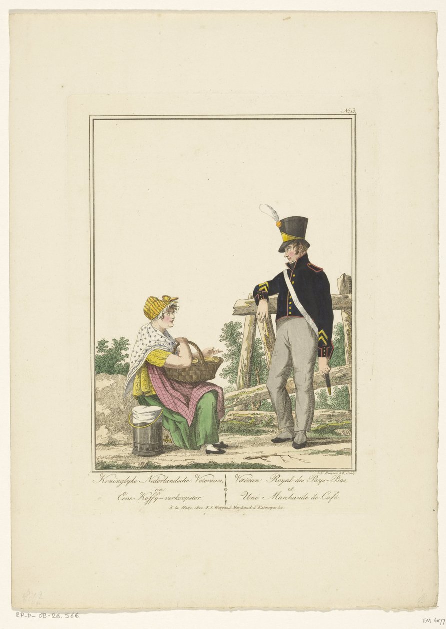 Standing Soldier with Seated Coffee Seller by Joannes Bemme