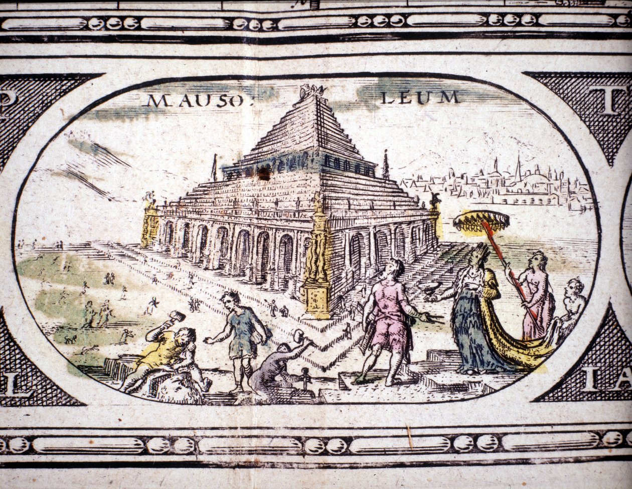 Representation of the Seven Wonders of Antiquity: The Mausoleum of Halicarnassus in the Atlas by Jansson Jannsonius by Joannes Jansson