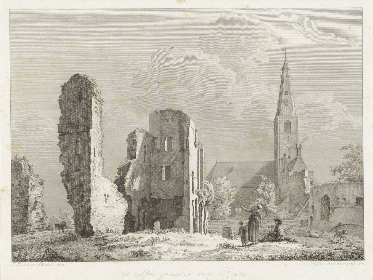 Ruins of the Abbey at Rijnsburg by Joannes Pieter Visser Bender
