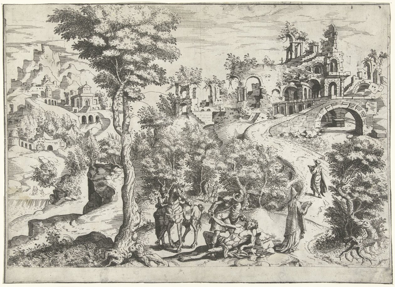 Landscape with the Good Samaritan by Joannes van Doetechum (I) (attributed to)