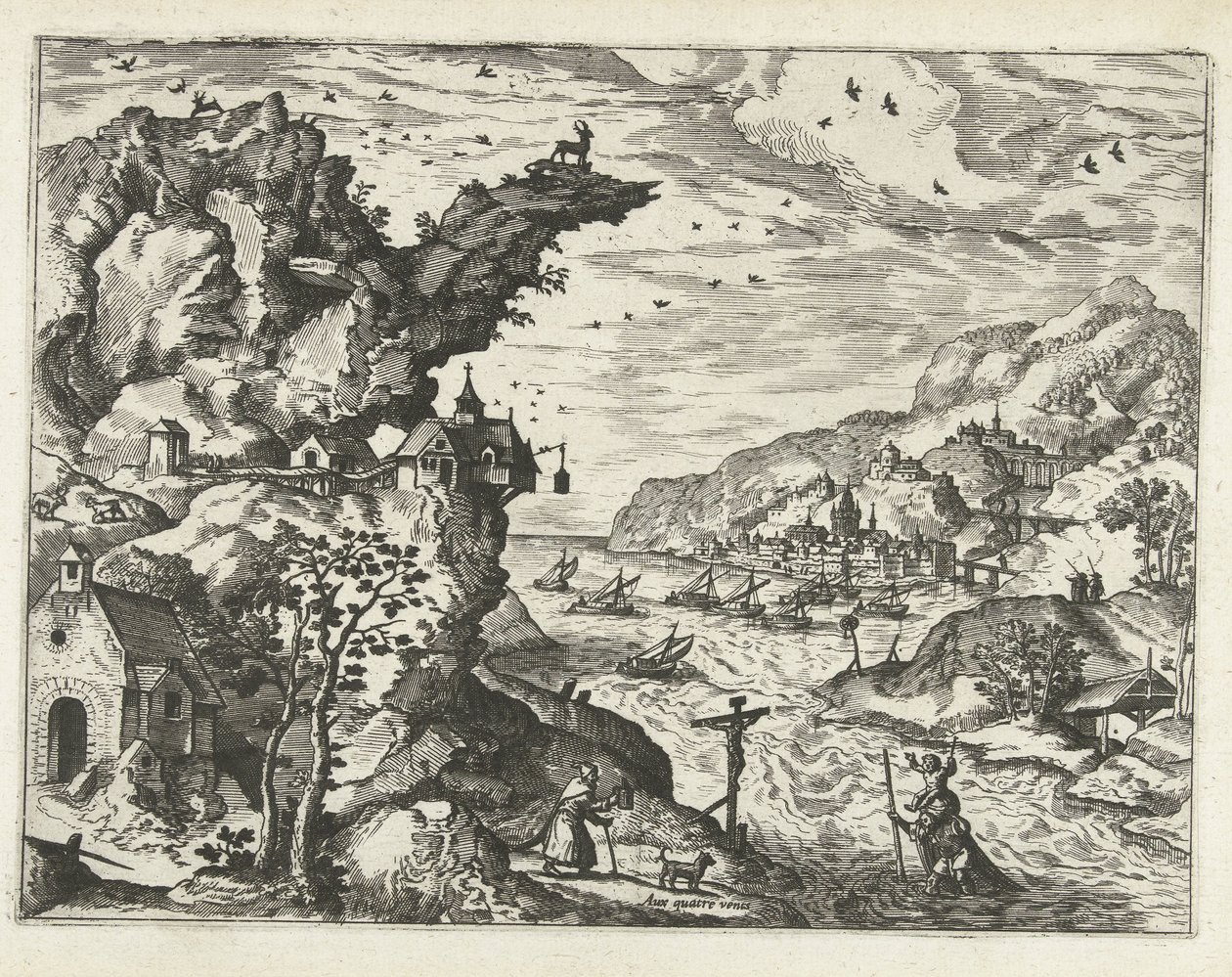 Landscape with Saint Christopher (Landscapes, Seascapes, and Imaginative Cityscapes series) by Joannes van Doetechum (I) (attributed to)