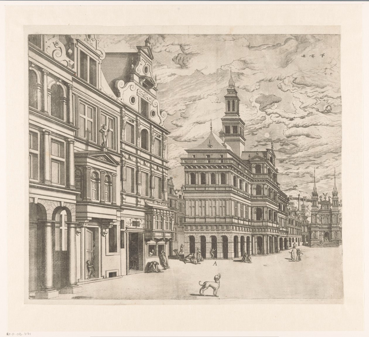 View of a Square with Monumental Buildings by Joannes van Doetechum (I)