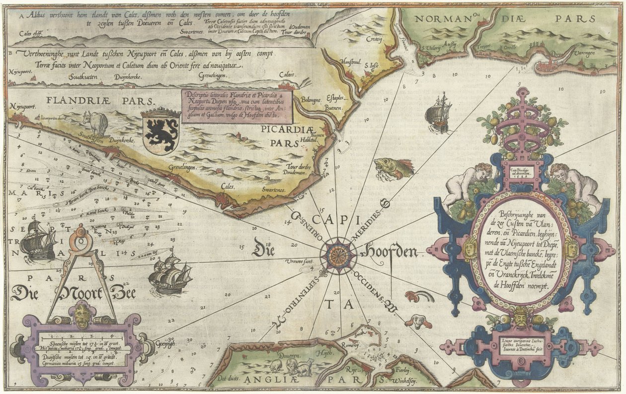 Map of the Coasts of Flanders, Normandy, and England by Joannes van Doetechum (I)
