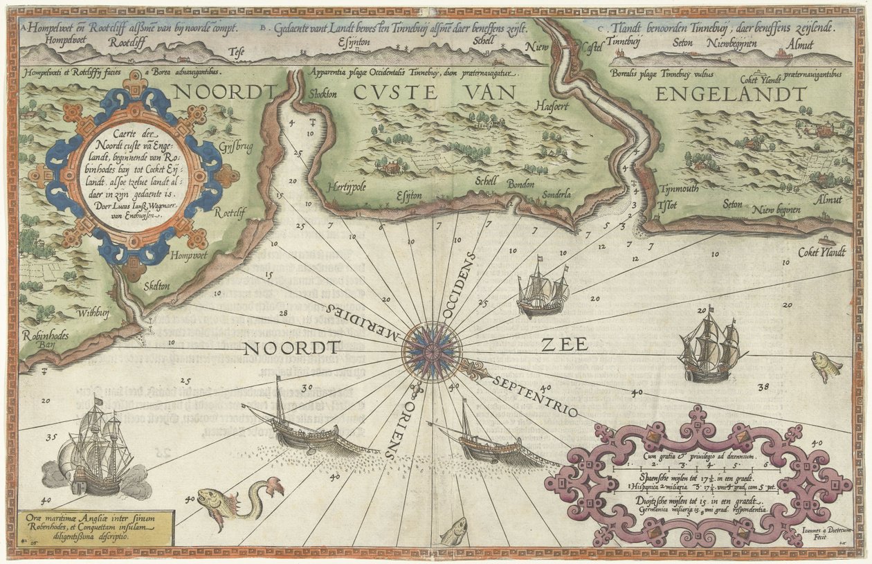 Map of the North Coast of England near Newcastle upon Tyne by Joannes van Doetechum (I)