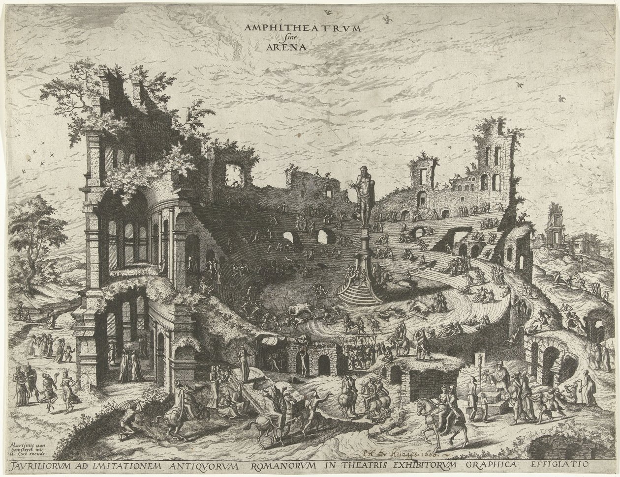 Bullfight in the Ruins of an Amphitheater by Joannes van Doetechum (I)