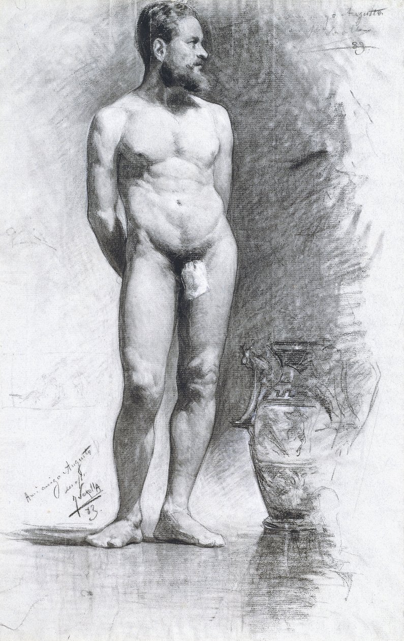 Academic Male Nude with a Grecian Urn by Joaquín Sorolla
