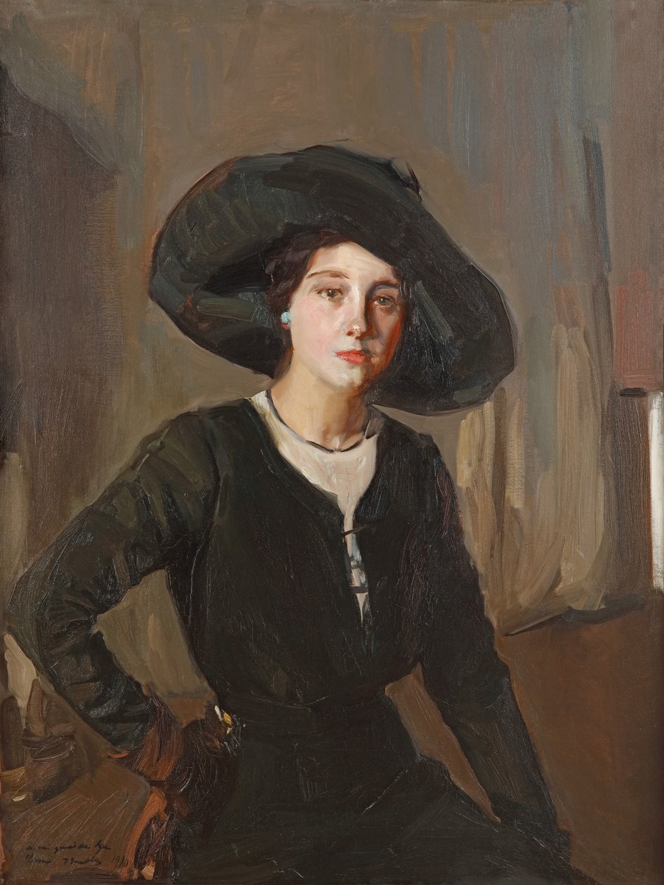 Elena in Black Hat by Joaquín Sorolla