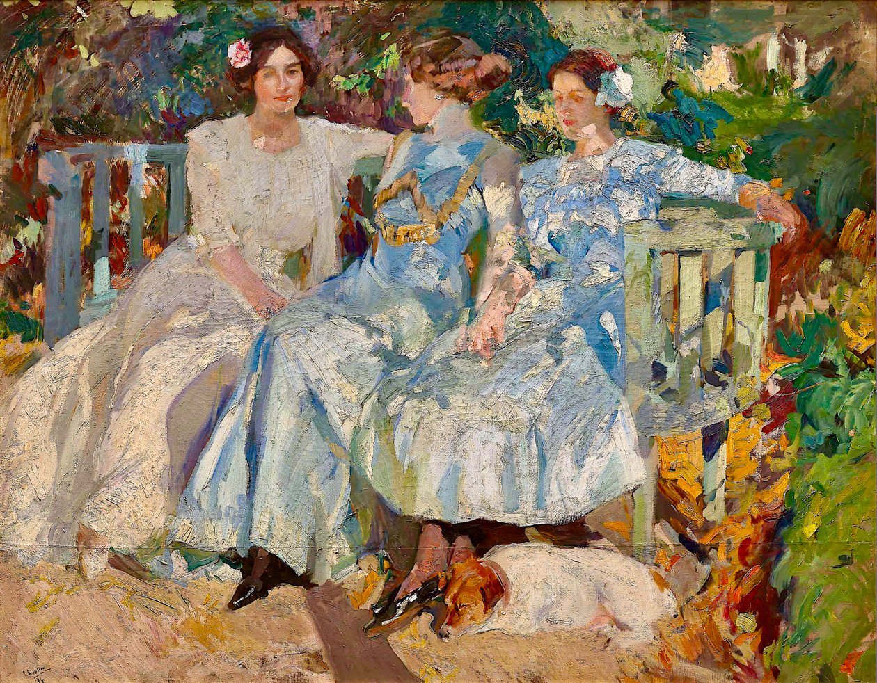 My Wife And Daughters In The Garden by Joaquin Sorolla y Bastida