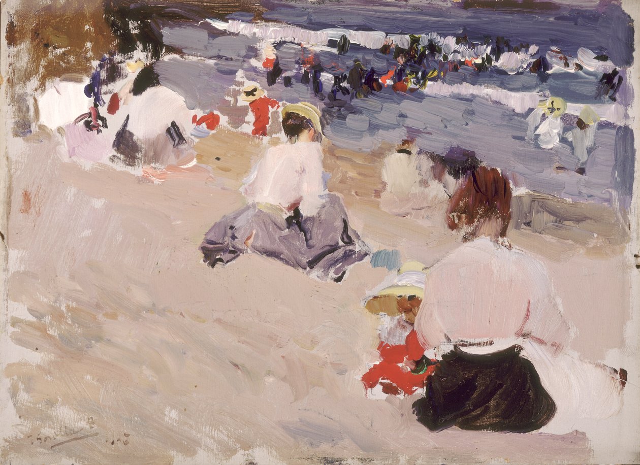 People Sitting on the Beach by Joaquín Sorolla