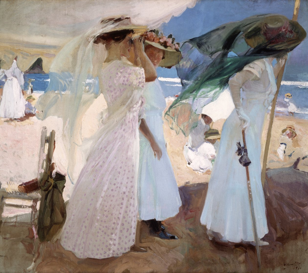 Under the Awning, Zarauz by Joaquin Sorolla y Bastida