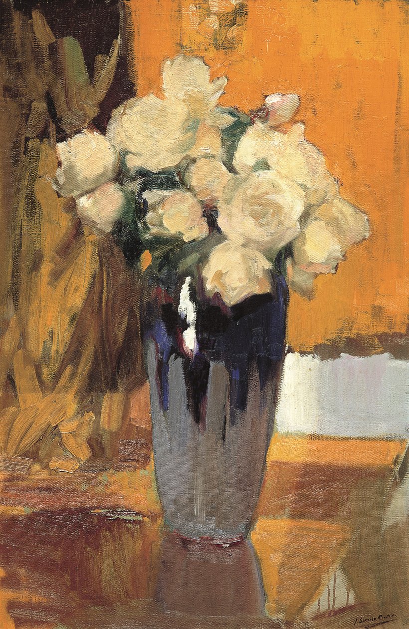 White roses from my home garden, 1920 by Joaquín Sorolla