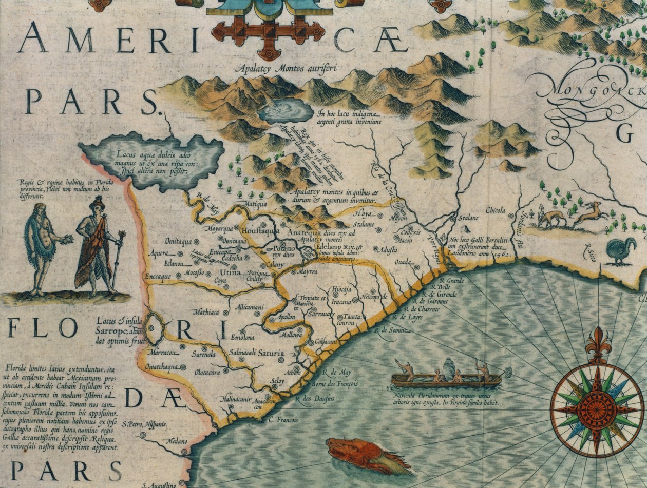 Coast of North Carolina (detail) by Jodocus Hondius