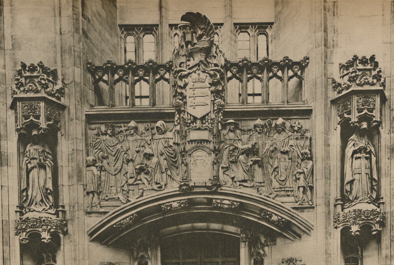 Carving in Stone Beneath the Middlesex Coat of Arms at the Guildhall, Westminster, c1935 by Joel