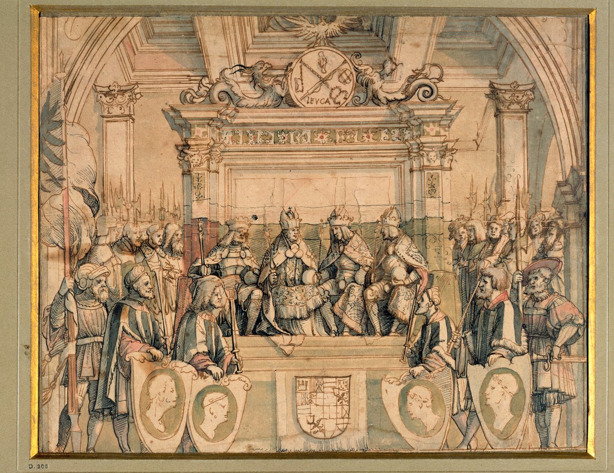 Homage to Emperors Albrecht II, Friedrich III, Maximilian I and Karl V by Joerg the Elder Breu