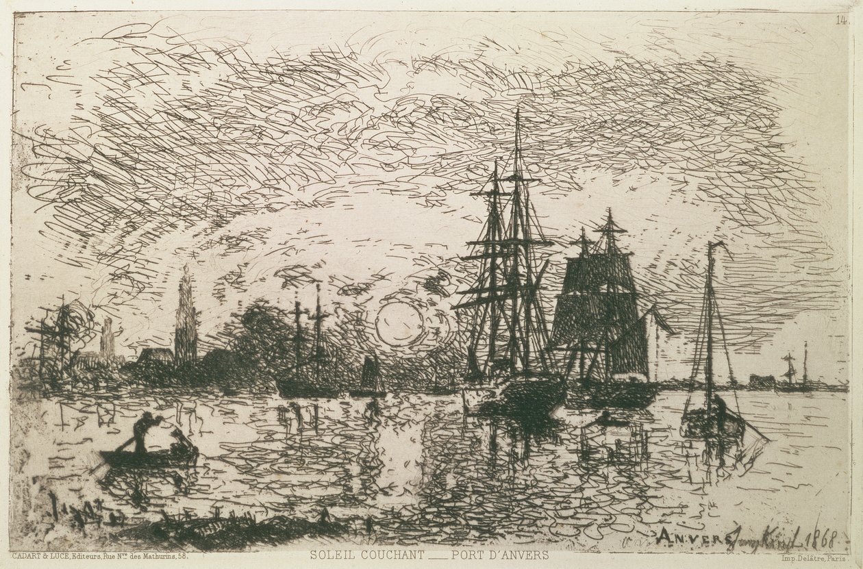 Setting Sun, the Port of Antwerp by Johan Barthold Jongkind
