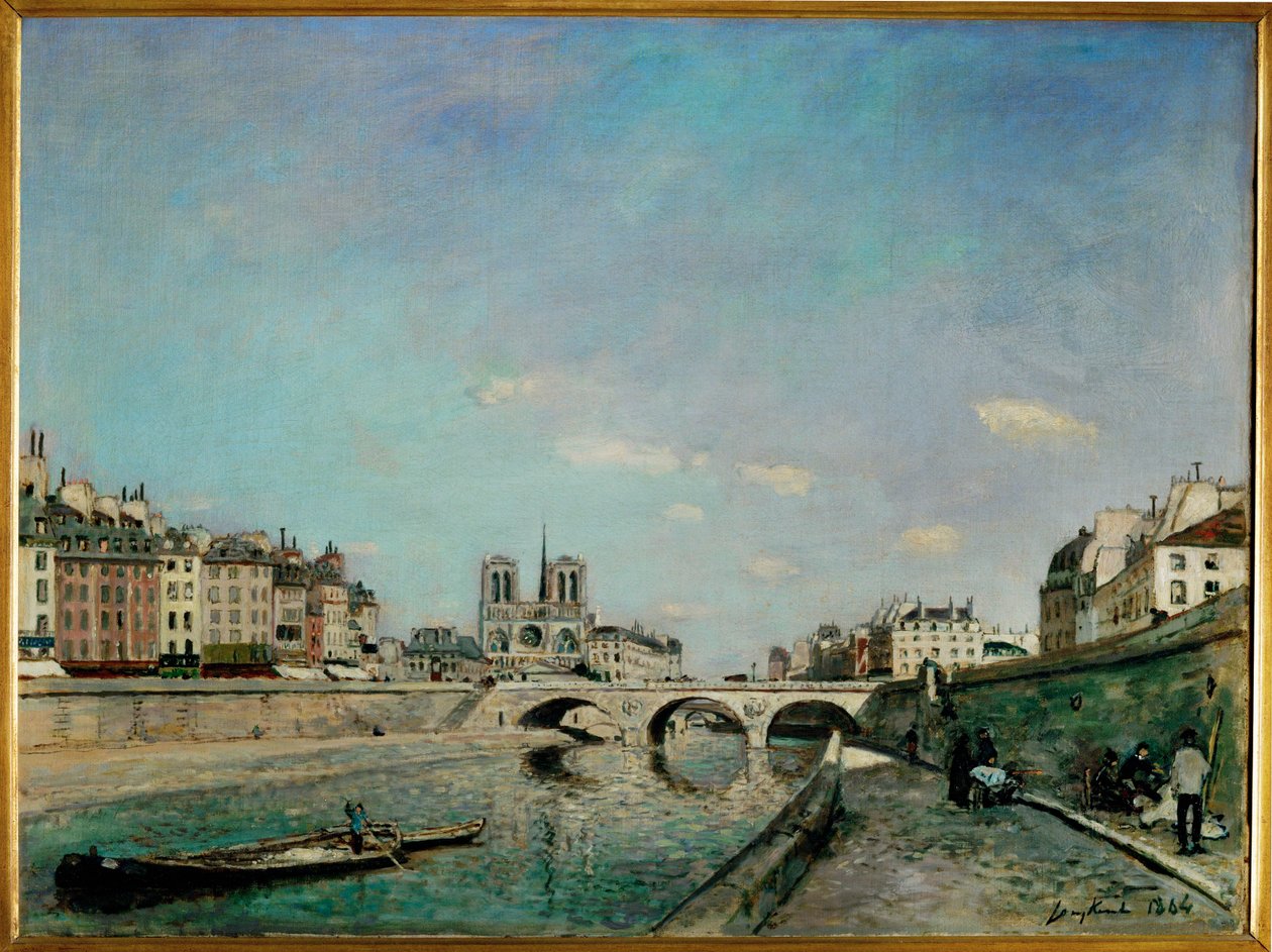 The Seine and Notre-Dame of Paris, View from Quai des Grands Augustins with Pont Saint Michel by Johan-Barthold Jongkind