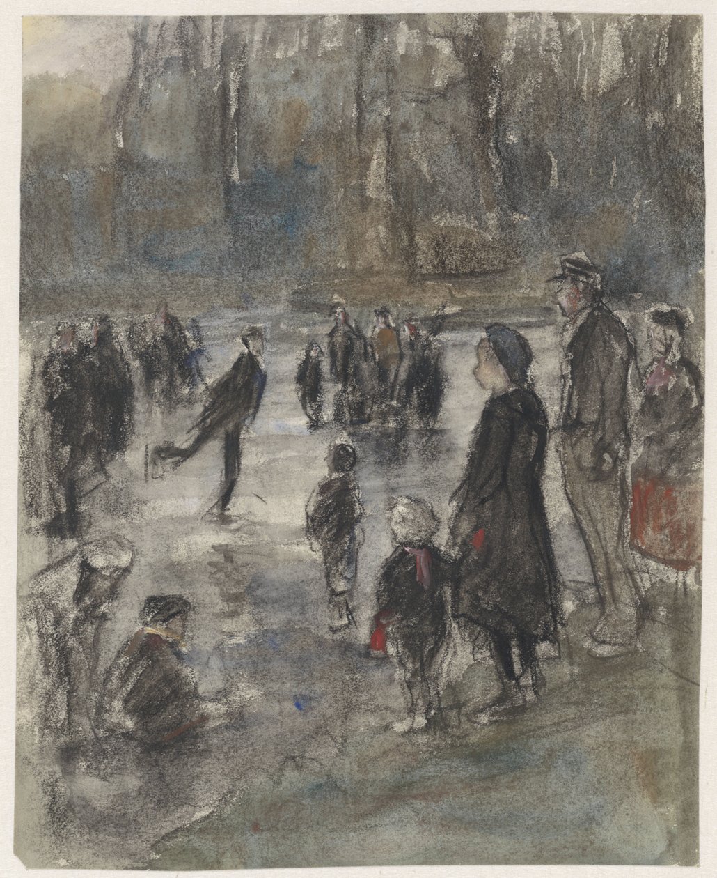 Ice Fun on the Frozen Pond in the Hague Forest by Johan Antonie de Jonge