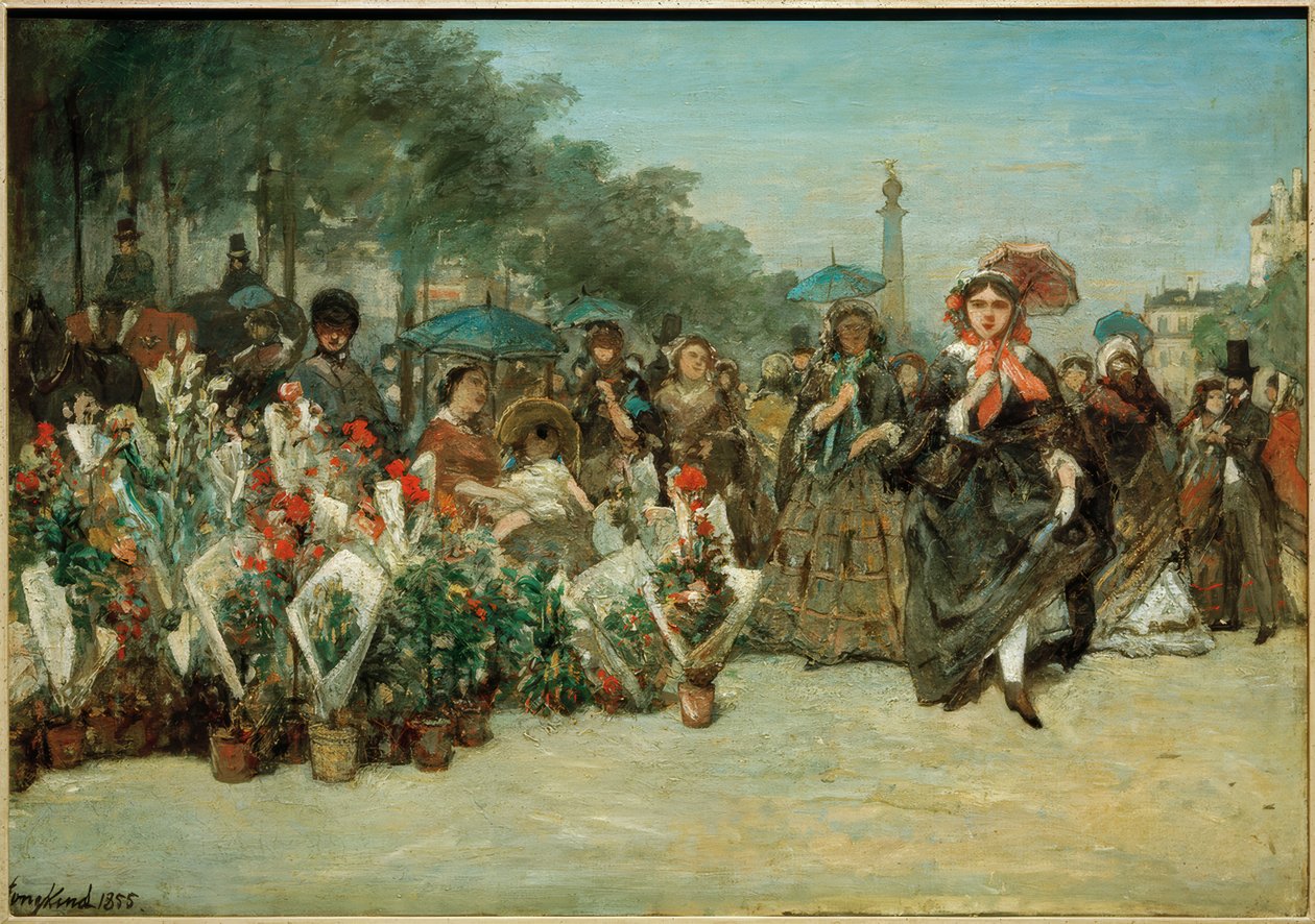 Flower Market on Boulevard Richard-Lenoir by Johan Barthold Jongkind