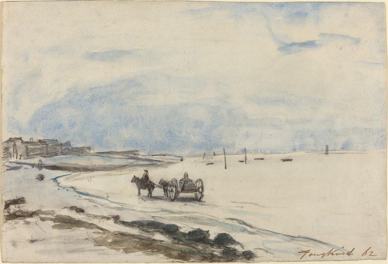 Cart on the Beach at Etretat, 1862 by Johan Barthold Jongkind