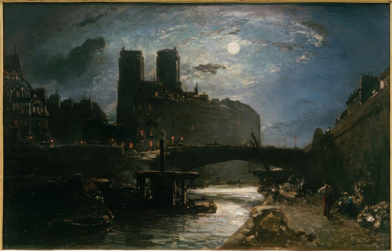 Notre Dame de Paris by Moonlight by Johan Barthold Jongkind