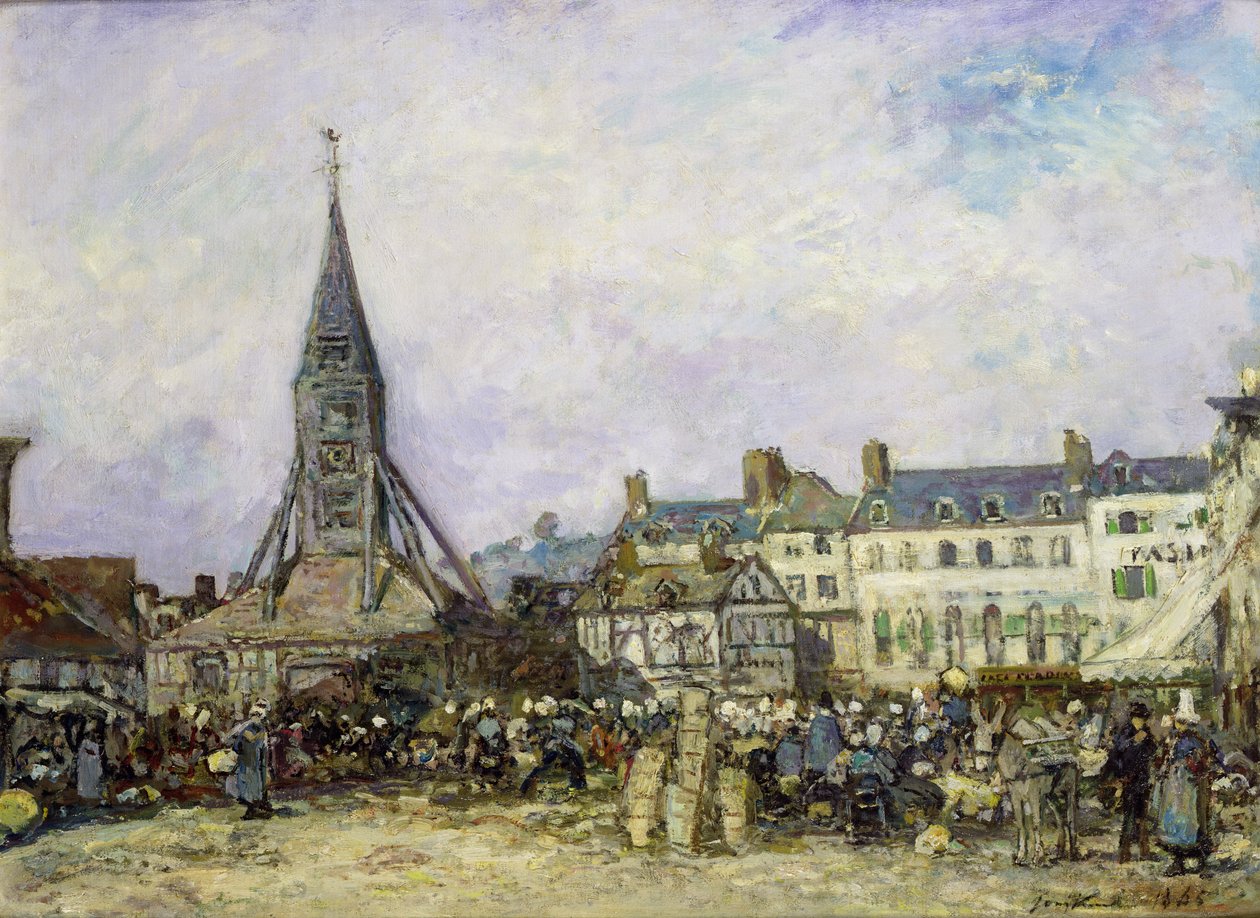 The Market at Sainte-Catherine, Honfleur by Johan Barthold Jongkind