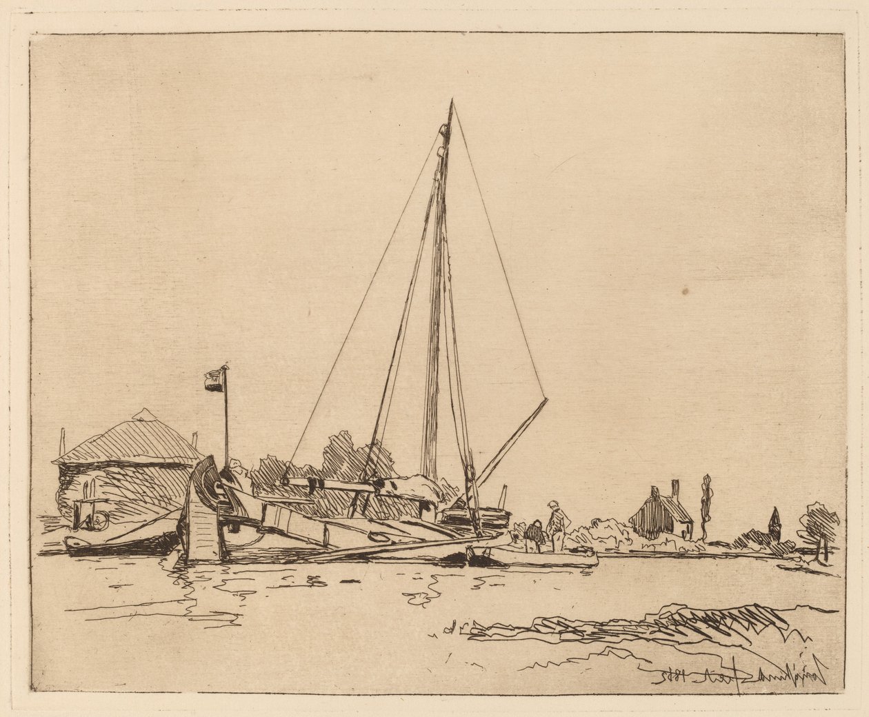 The Moored Boat by Johan-Barthold Jongkind
