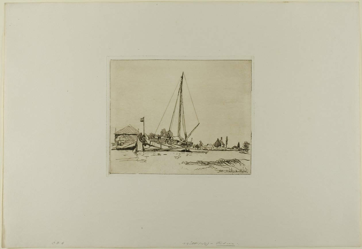 The Moored Boat, from Cahier de six eaux-fortes, views of Holland by Johan Barthold Jongkind