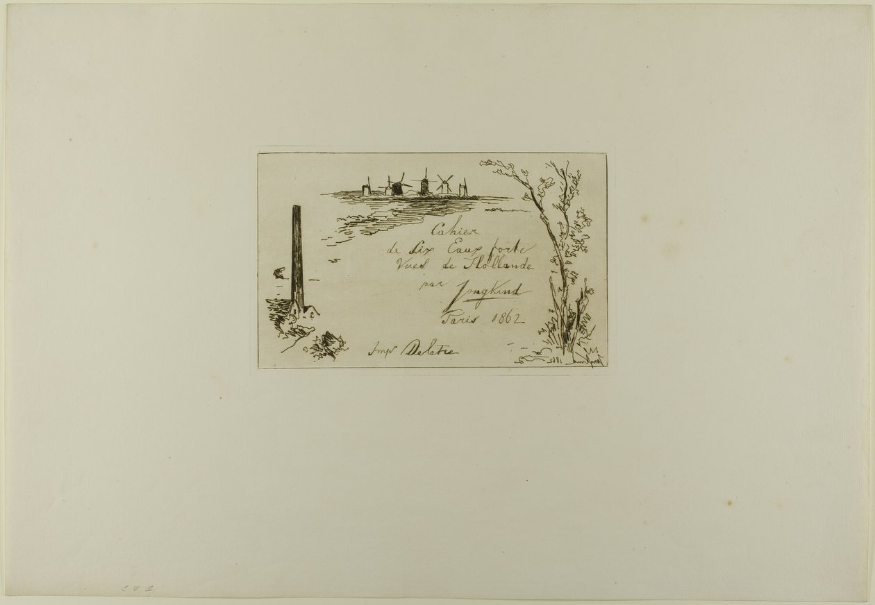 Title Page, from Cahier de six eaux-fortes, vues de Hollande by Johan Barthold Jongkind