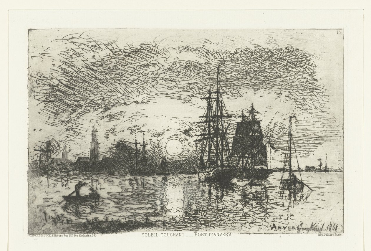 Sunset at the Port of Antwerp by Johan Barthold Jongkind