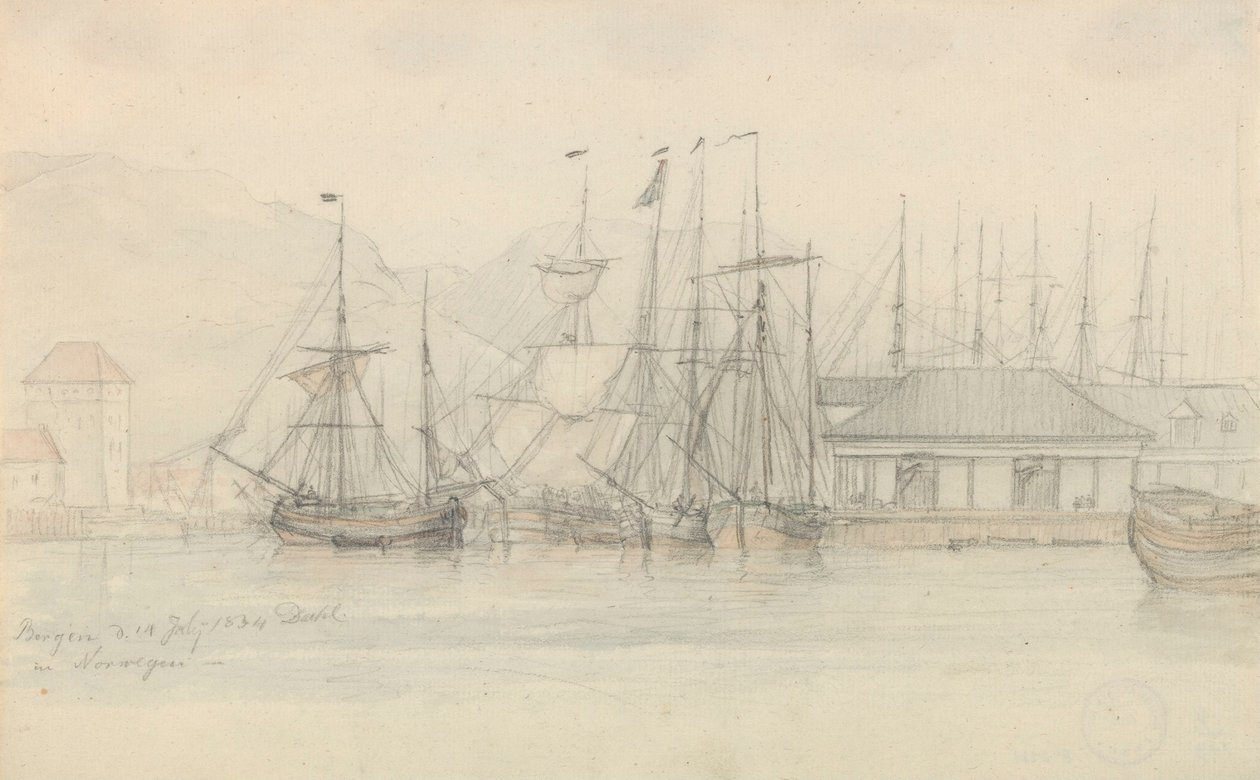 Bergen Harbour by Johan Christian Dahl
