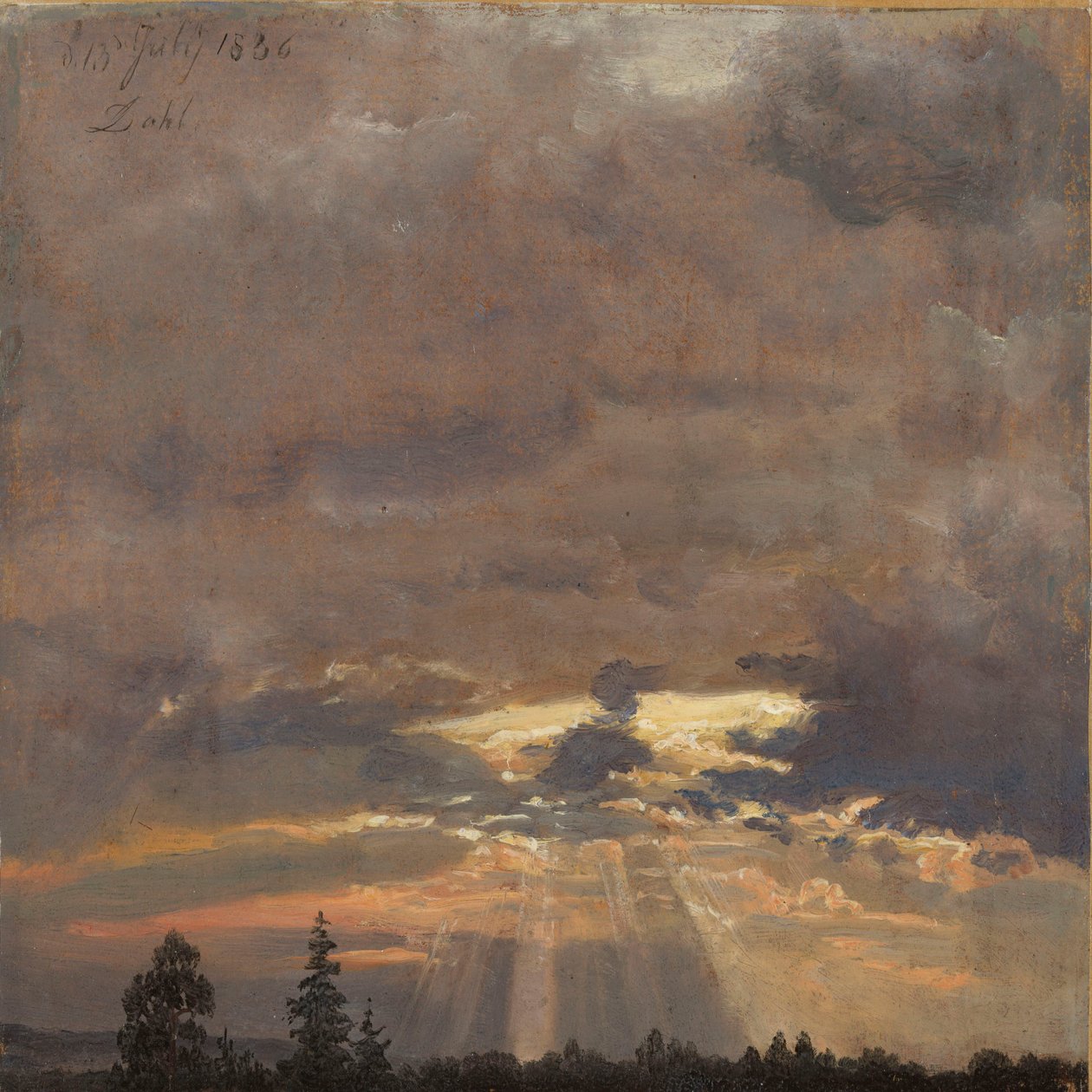 Cloud Study with Sunbeams by Johan Christian Dahl