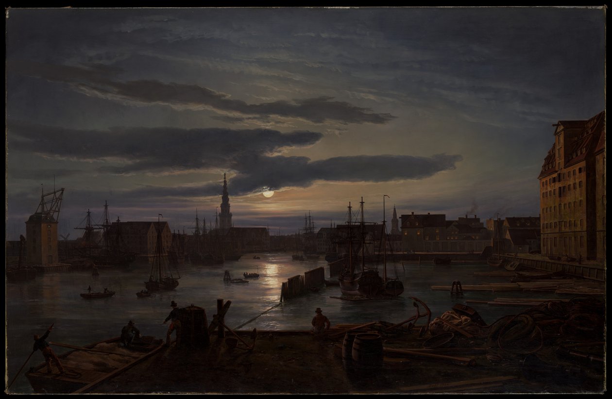 Copenhagen Harbor by Moonlight by Johan Christian Dahl