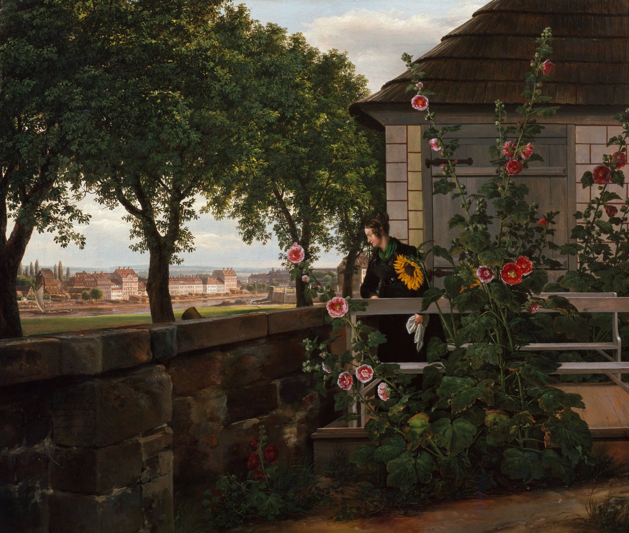 Julie Vogel in Her Garden by Johan Christian Dahl